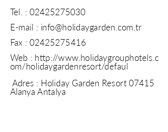 Holiday Garden Resort iletiim bilgileri